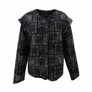 JUST FEMALE Miracle Quilted Jacket Black White Bandana Paisley Print Size 38